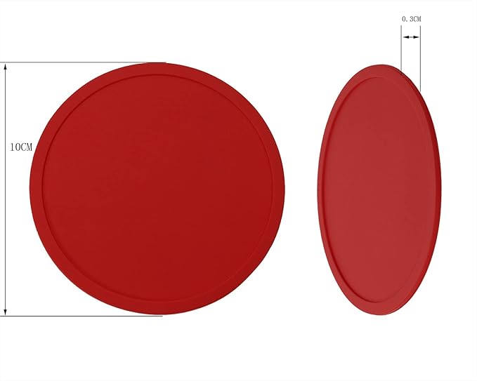 ONLYKXY 3 Pieces 3.93 Inch Silicone Coasters, Round Coasters for Drinks, Beverage Coffee Tea Coaster (Red)