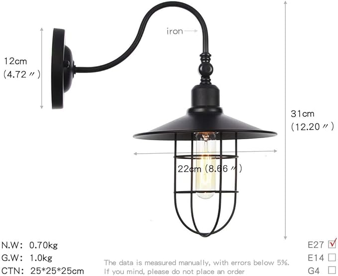 Wall Lamps, Black Industrial Vintage Metal Creative Wall Light Fixture, Wall Sconce Lighting for Bedroom Nightstand(Color:A)