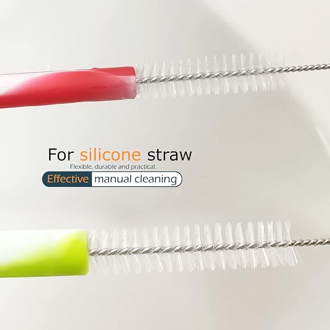 Drinking Straw Cleaning Brushes Set 17" Extra Long 1/2" Extra Wide Pipe Tube Cleaner Nylon Bristles Stainless Steel Handle - 17" x 1/2" (12 mm) - Set of 4