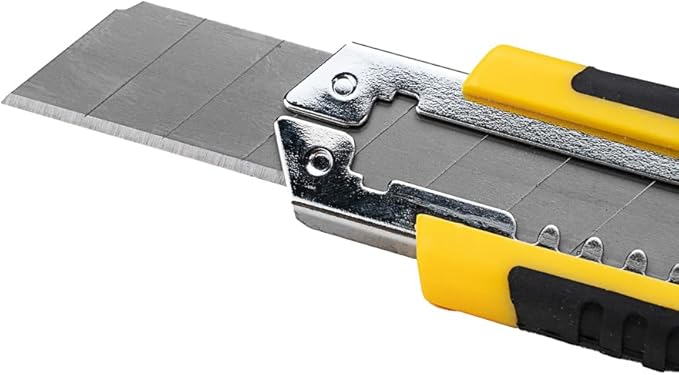 Handy Tek 6.7 Inch Utility Knives, 4 Heavy Duty Box Knives - Retractable, Built-In Lock, Yellow Plastic Box Cutters, Sharp Blade, For Opening Boxes And Packages - Restaurantware