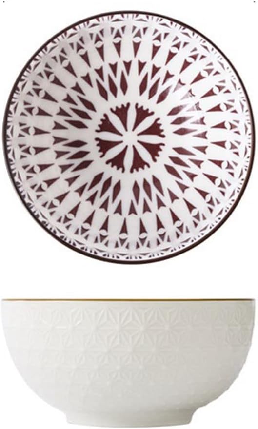 Bowls for Kitchen Household Rice Bowl Ceramic Tableware Minimalist Style Underglaze Relief Kitchenware Porridge Bowl Small (Color : K) (N)