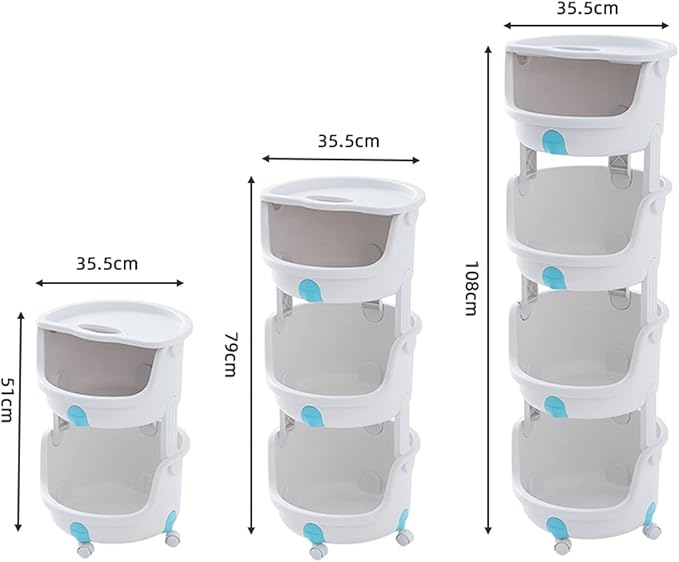Kitchen Storage Rack Kitchen Plastic Storage Rack Trolley Vegetable Basket Fruit Floor-to-Ceiling Multi-Layer 4-Wheel Rotating Belt Pulley Storage Shelves (Color : 2-Layer) (3 Layer)