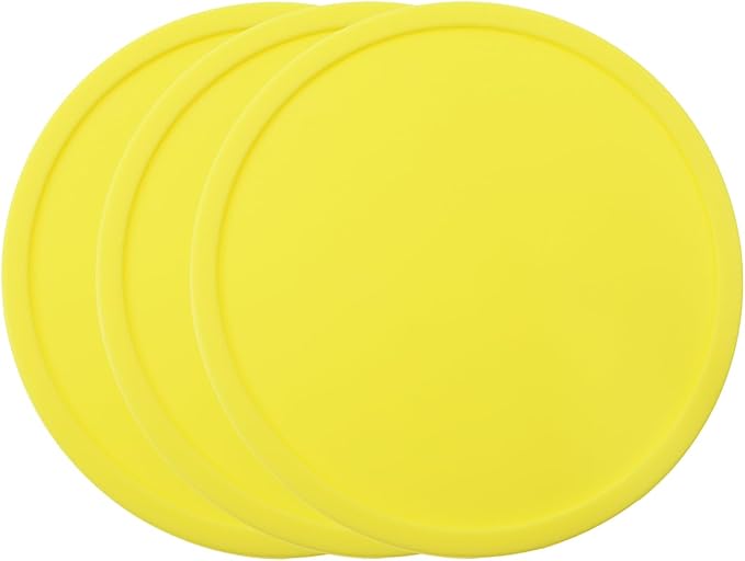 ONLYKXY 3 Pieces 3.93 Inch Silicone Coasters, Round Coasters for Drinks, Beverage Coffee Tea Coaster (Yellow)