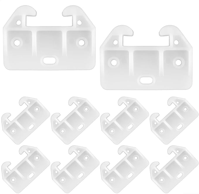 10 Pack White Drawer Guide Bottom Replacement Parts Dresser Cabinet Wardrobe Kitchen Furniture Repair Kit Smooth Sliding 2.28x1.61in