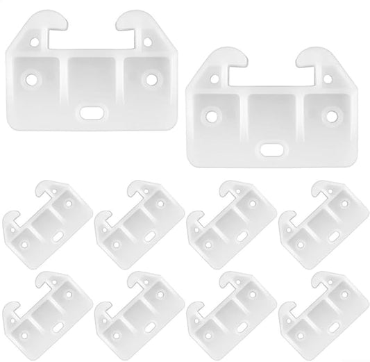 10 Pack White Drawer Guide Bottom Replacement Parts Dresser Cabinet Wardrobe Kitchen Furniture Repair Kit Smooth Sliding 2.28x1.61in