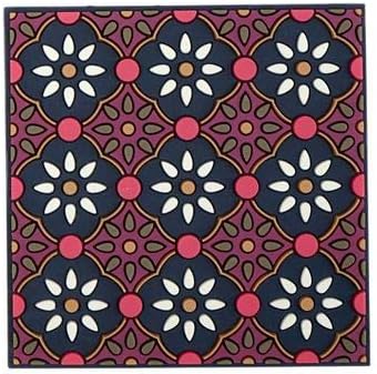 Images d'Orient Coaster Zahra White 9x9cm PVC 50g Washable Shatterproof Heat Resistant Compatible with Most Cookware