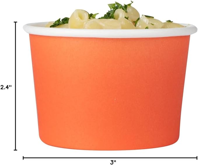 Coppetta 4 Ounce Dessert Cups, 200 Disposable Ice Cream Cups - Lids Sold Separately, Heavy-Duty, Orange Paper Frozen Yogurt Bowls, For Hot And Cold Foods, Perfect For Gelato Or Mousse - Restaurantware