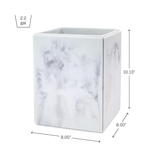 Avanti Linens - Wastebasket, Decorative Trash Can, Marble Inspired Home Decor (Catania Collection)