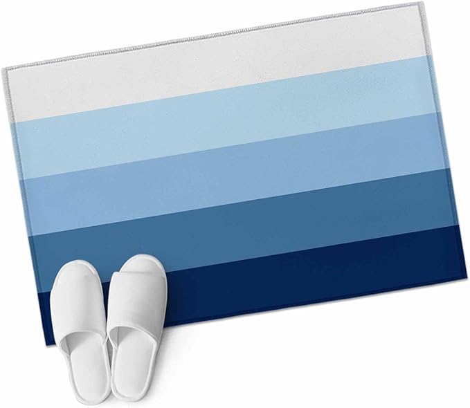 Area Rug 2x3ft, Minimalist Blue White Ombre Stripe Washable Rugs for Living Room Bedroom, Modern Gradient Art Soft Non-Slip Area Rugs Rectangle Floor Carpet for Dining Room