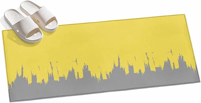 Runner Rug for Bedroom Hallway, Abstract Yellow Grey Graffiti Kitchen Runner Rugs Area Rug 2x6ft, Oil Painting Artwork Washable Soft Floor Carpet for Entryway Stair