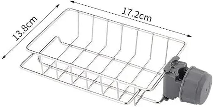 Adjustable Sink Faucet Shelf, Stainless Steel Over Faucet Drain Rack for Sponge Soap and Towel, Rotatable Kitchen Bathroom Organizer with Hooks(A)