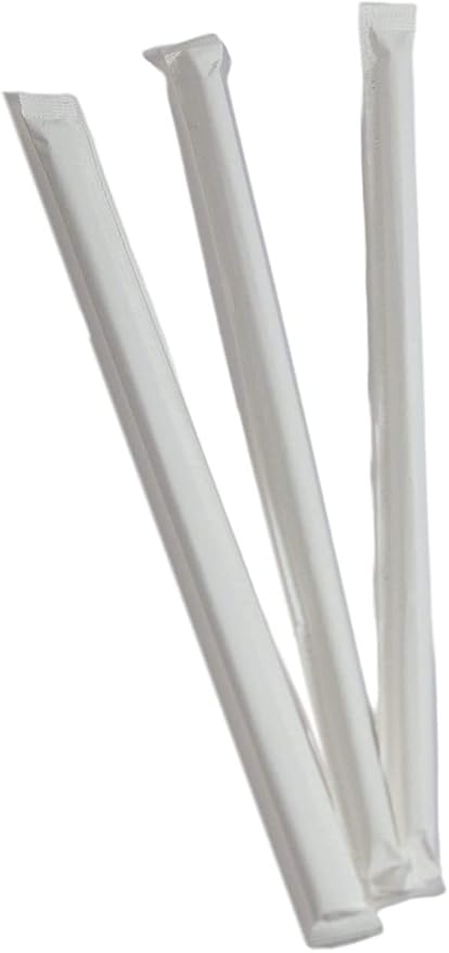 Concession Essentials Paper Wrapped Clear Giant Plastic Drinking Straws. Thickness is .3mm and Length is 10.25 Inches.7.5mm Thick and Paper Wrapped (CEClearGiant10wrapped-300Count)