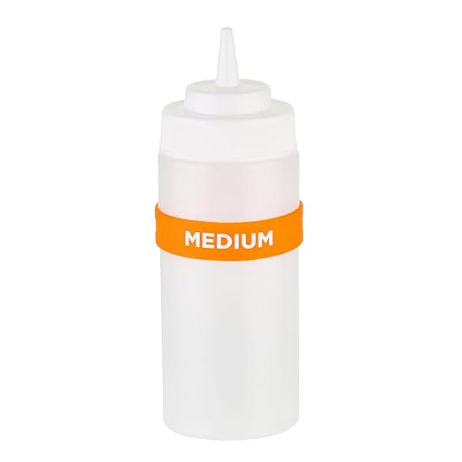 Restaurantware Silicone Squeeze Bottle Band 10 Count 2.75 Inch Dishwasher Safe Condiment Identification Band, Medium Orange Non-Slip Label Band for Condiment Labeling at Restaurants, Food Trucks