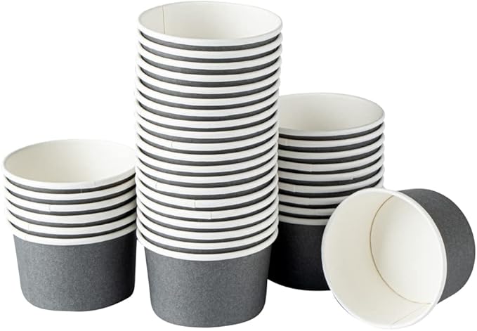 Coppetta 5-Ounce Dessert Cups, 50 Disposable Ice Cream Cups - Lids Sold Separately, Sturdy, Gray Paper Frozen Yogurt Bowls, For Hot And Cold Foods, Perfect For Gelato Or Mousse - Restaurantware
