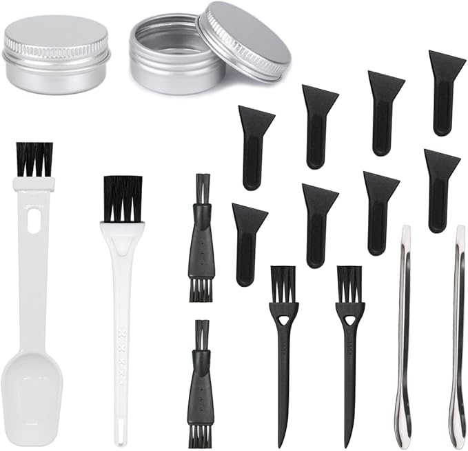 Pollen Scrapers Kit for Grinder - Spices Grinder Cleaning Kit includes 8Pcs Scraper, 6Pcs Cleaning Brush 2Pcs Metal Spoon and 2Pcs Metal Storage Jar