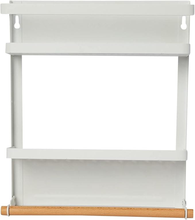 Household Essentials Metal Magnetic Organizer with Towel Rack, White