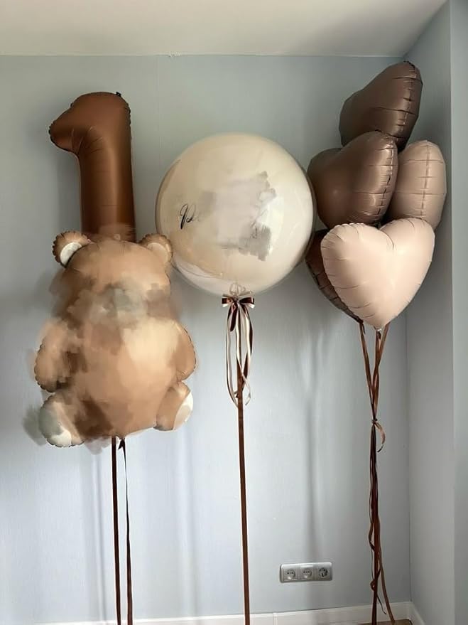 1 Balloons Number for First Birthday, Balloon Numbers 40 Inch, Coffee Brown for Baby Shower, 1St Big Baloon for 1 11 12 13 16 18 21 Birthday Wedding Anniversaries Party