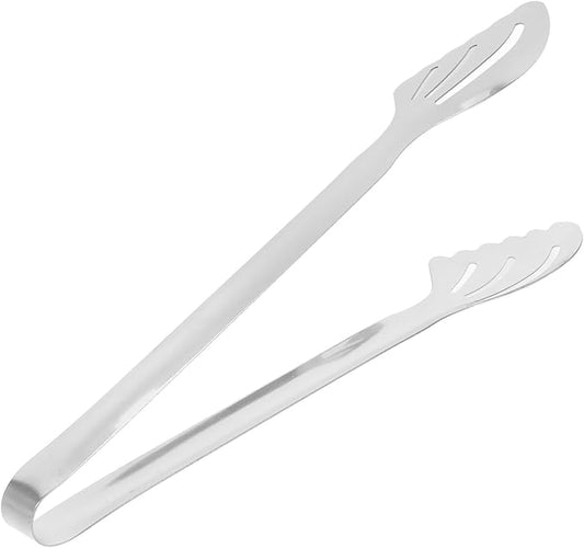 Operitacx Stainless Steel Bbq Tongs Large Metal Food Clips Anti-scalding Kitchen Bread and Steak Serving Tongs for Grilling and Baking