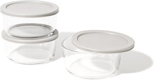 DURA LIVING 6-Piece Glass Food Storage Containers Set (3 Containers + 3 BPA-Free Lids) | 4-Cup, Leakproof | Microwave, Freezer, Oven & Dishwasher Safe | Ideal for Meal Prep & Pantry Organization