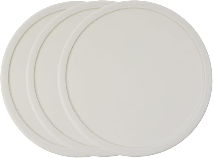 ONLYKXY 3 Pieces 3.93 Inch Silicone Coasters, Round Coasters for Drinks, Beverage Coffee Tea Coaster (Light White)