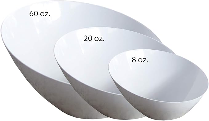 Party Essentials Disposable Hard Plastic Contemporary Angle Bowl, 4-count, 20 oz. White