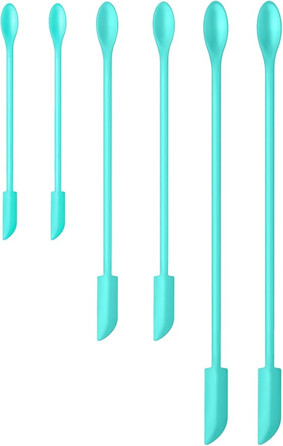 Silicone Spatula Set (6Pcs) - Mini Scraper Tool for Beauty & Food - Reach Every Last Drop, Multi-Size Spatulas for Makeup Jars, Lotion Bottles & Kitchen Containers (Blue)