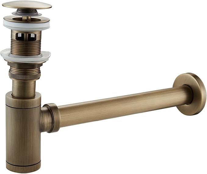 Water Filter, Bathroom Basin Bottle Trap Drain Gold Modern Sink Pop Up Filter Fixture Stopper Set Washbasin Siphon Hose Accessory Renovation Jingxin(Single Black)