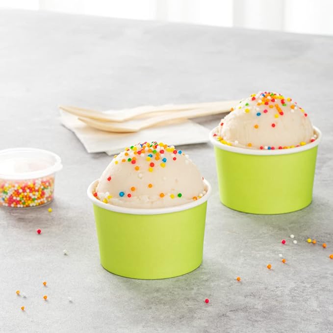 Coppetta 3 Ounce Paper Cups, 200 Durable To Go Cups - Lids Sold Separately, Disposable, Green Paper Dessert Cups, Freezable, For Cafes And Restaurants - Restaurantware