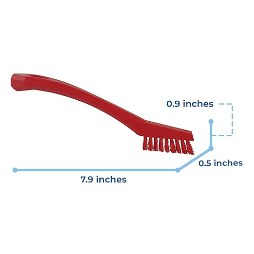 Vikan - 44014 Detail Brush, Multifunctional, Slip-Resistant Cleaning Tool, Extra Stiff Polypropylene & Polyester Bristle, 8 Inch, Red