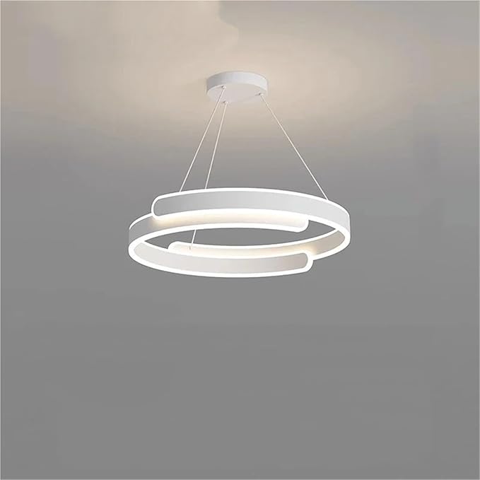 Nordic Double Layer C Aluminium Led Pendant Light for Table Dining Room Bedroom Office Decor Hanging Light Fixture,Full of Fashion(White D40cm)