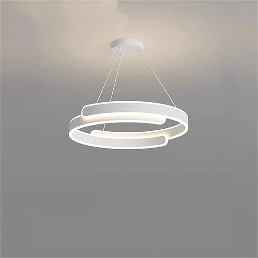 Nordic Double Layer C Aluminium Led Pendant Light for Table Dining Room Bedroom Office Decor Hanging Light Fixture,Full of Fashion(White D40cm)