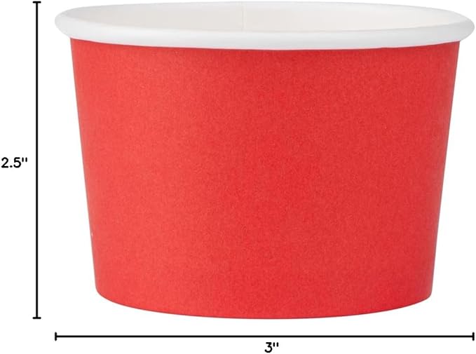 Coppetta 4 Ounce Dessert Cups, 200 Disposable Ice Cream Cups - Lids Sold Separately, Heavy-Duty, Red Paper Frozen Yogurt Bowls, For Hot And Cold Foods, Perfect For Gelato Or Mousse - Restaurantware
