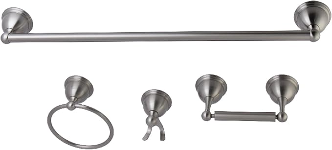 Kingston Brass BAK3961478SN Restoration 4-Piece 24-Inch Towel Bar Bathroom Accessory Set in Brushed Nickel
