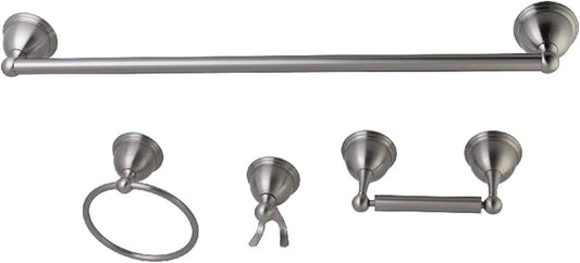 Kingston Brass BAK3961478SN Restoration 4-Piece 24-Inch Towel Bar Bathroom Accessory Set in Brushed Nickel