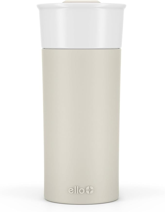 Ello Ogden 16oz Ceramic Travel Mug with Splash-Resistant Slider Lid and Protective Silicone Sleeve, Perfect for Coffee or Tea, BPA-Free, Dishwasher Safe, Mineral