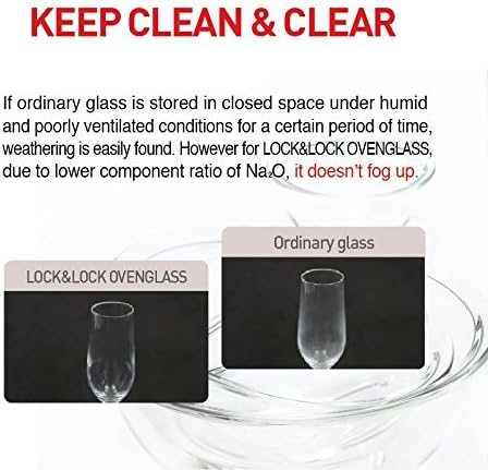 LOCK & LOCK Ovenglass Heat Resistant Glass Round Food Storage Container with Steam Vent, 32.12-oz / 4.02-cup