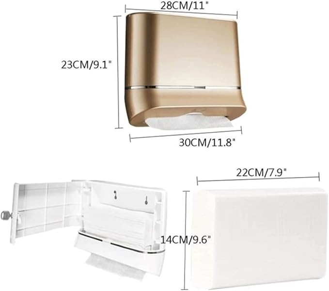 Tissue Box Cover Paper Towel Dispenser Hand Tissue Dispenser Wall Mount, Compact Paper Towel Holder, Commercial for Bathroom Or Kitchen (Color : White, Size : One Size)