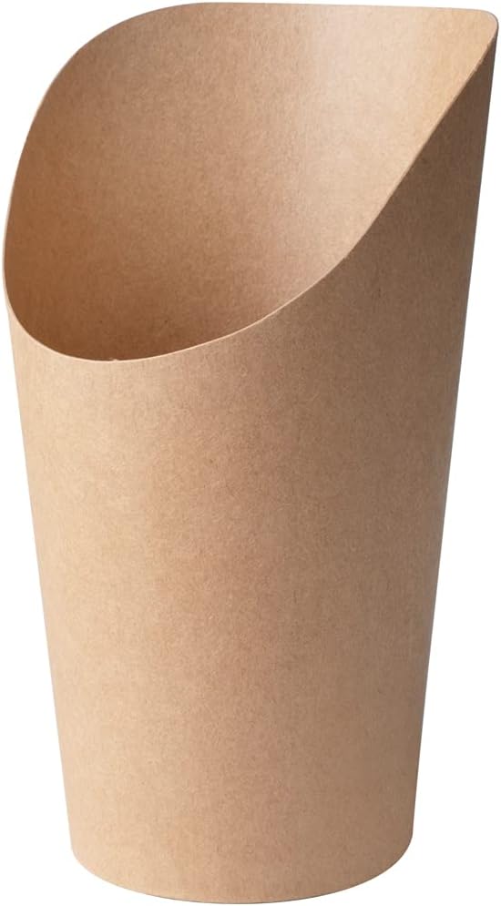 Restaurantware Bio Tek 16 Ounce French Fry Containers 100 Disposable Charcuterie Cups - Incline Design Round Kraft Paper French Fry Cups Stackable For Waffles Chips or Popcorn