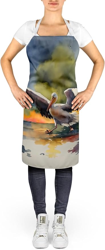 Caroline's Treasures Pelican Apron Cooking Kitchen Server Baking Crafts Gardening for Adult Women Men, Unisex, Large, Multicolor
