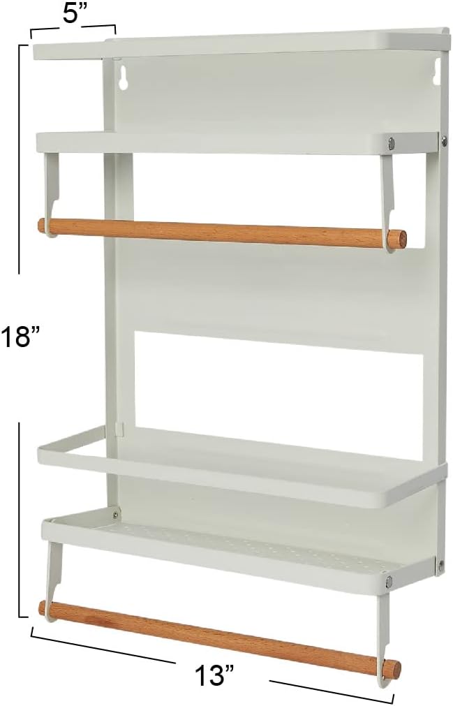 Household Essentials Metal Magnetic Organizer with Paper Towel Holder, White