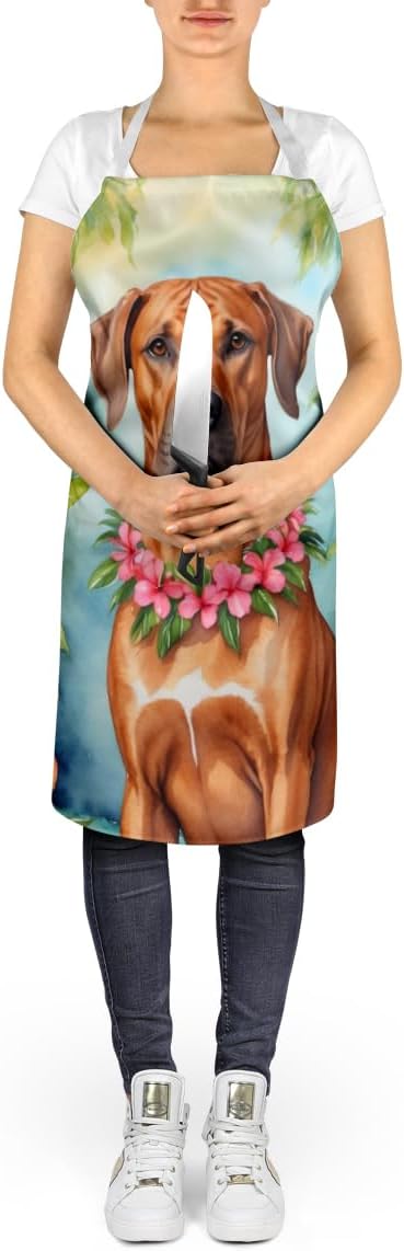 Caroline's Treasures Rhodesian Ridgeback Luau Apron Cooking Kitchen Server Baking Crafts Gardening for Adult Women Men, Unisex, Large, Multicolor