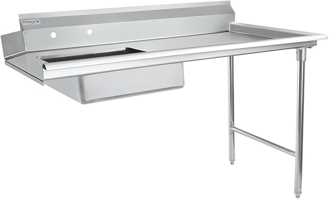 Empura 60" Wide Stainless Steel Soiled Dishtable with Backsplash | Straight Design Right Hand Side Commercial Worktop table for Restaurant Diner Cafeteria Kitchen | 60"W x 30"D x 41.5"H, 16 Gauge, NSF
