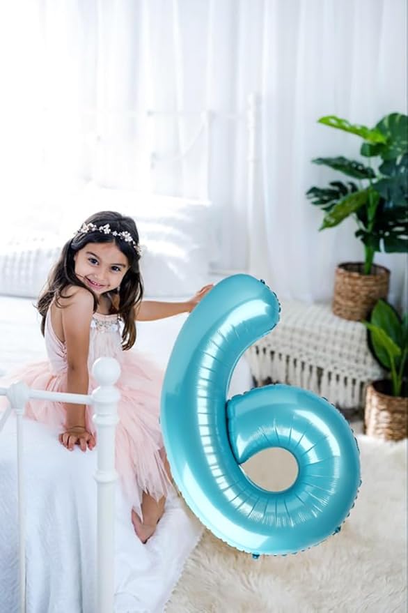 Balloon Numbers 40 Inch 5 Ballon for 5th Birthday Decorations, 15 25 35 50 Big Pastel Blue Number Balloons for Wedding Photo Shoot Party Decor