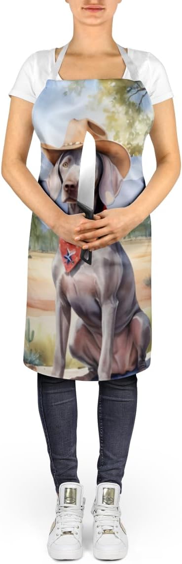 Caroline's Treasures Weimaraner Cowboy Welcome Apron Cooking Kitchen Server Baking Crafts Gardening for Adult Women Men, Unisex, Large, Multicolor