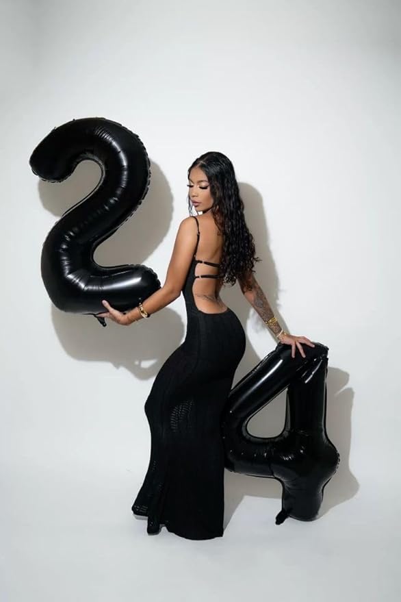 Black Number 27 Balloon, Large Happy 27 Birthday Decoration for Men & Women 2 7 27 72, Foil Number Balloons for Wedding Graduation Celebration Anniversary Supplies
