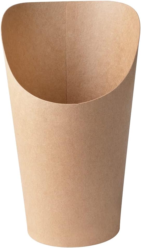 Restaurantware Bio Tek 16 Ounce French Fry Containers 100 Disposable Charcuterie Cups - Incline Design Round Kraft Paper French Fry Cups Stackable For Waffles Chips or Popcorn