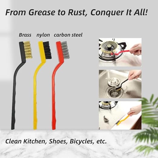 2Pcs Cleaning Scraper for Ovens, Stoves, Induction Hob, Stainless Steel Multi-Kitchen Scraperwith 3Pcs Stainless Steel Brass Nylon Brush ,Straight Version + Bending Version (Black)