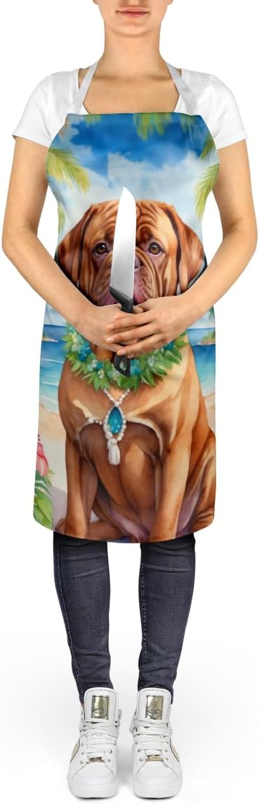Caroline's Treasures Dogue de Bordeaux Luau Apron Cooking Kitchen Server Baking Crafts Gardening for Adult Women Men, Unisex, Large, Multicolor