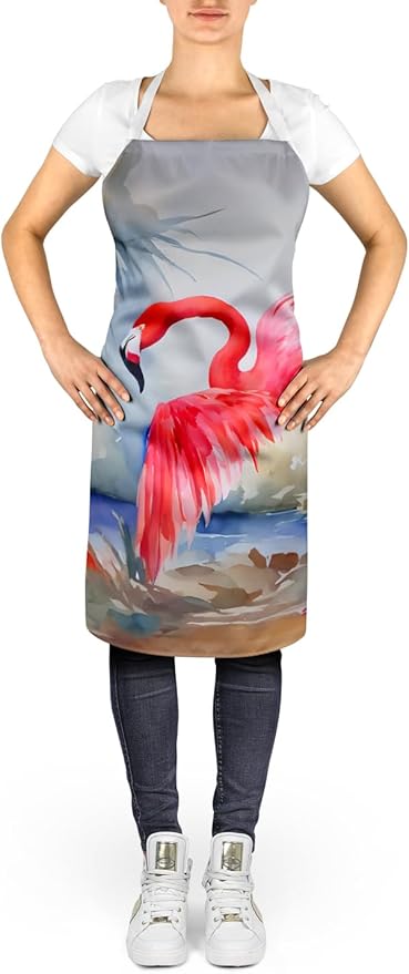 Caroline's Treasures Flamingo Apron Cooking Kitchen Server Baking Crafts Gardening for Adult Women Men, Unisex, Large, Multicolor