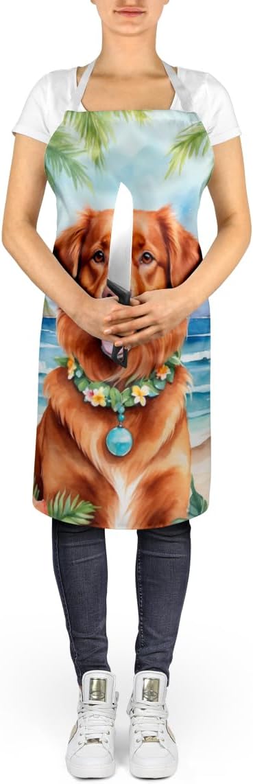 Caroline's Treasures Nova Scotia Duck Tolling Retriever Luau Apron Cooking Kitchen Server Baking Crafts Gardening for Adult Women Men, Unisex, Large, Multicolor